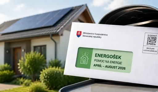 Obálka s energošekom od Ministerstva hospodárstva SR – pomoc na energie apríl–august 2026